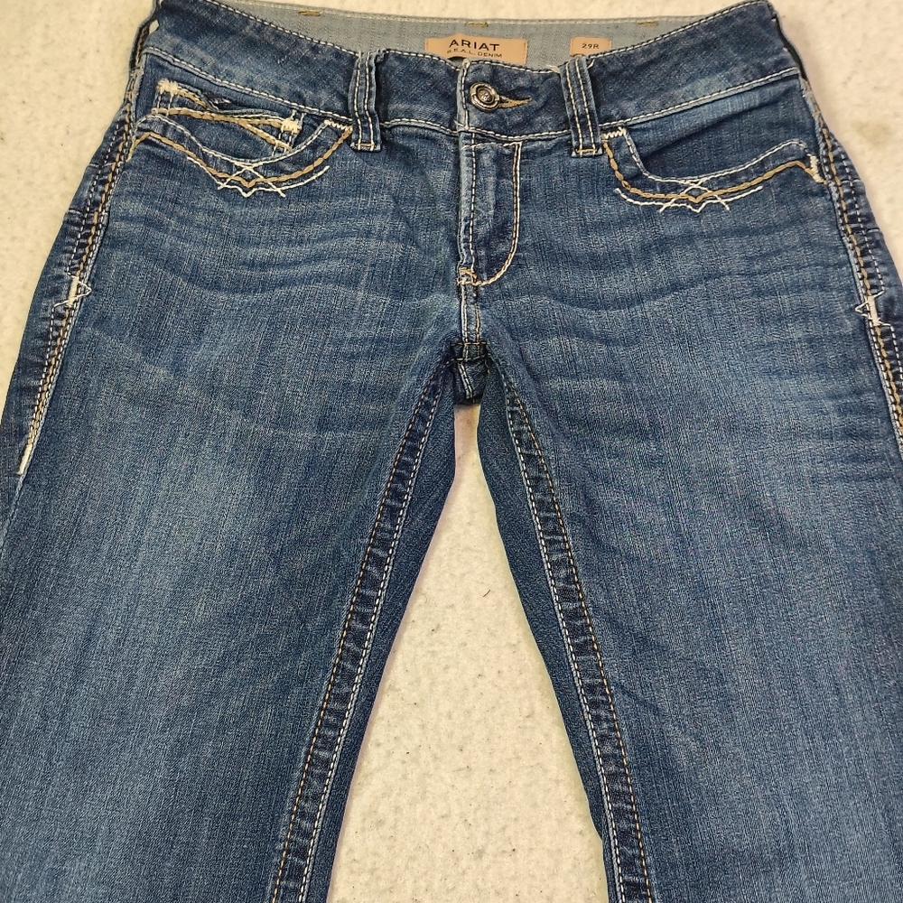 Ariat Jeans Womens Size 29R Festival Blue Mid Stretch Entwined Bootcut 10025286 - Picture 2 of 15